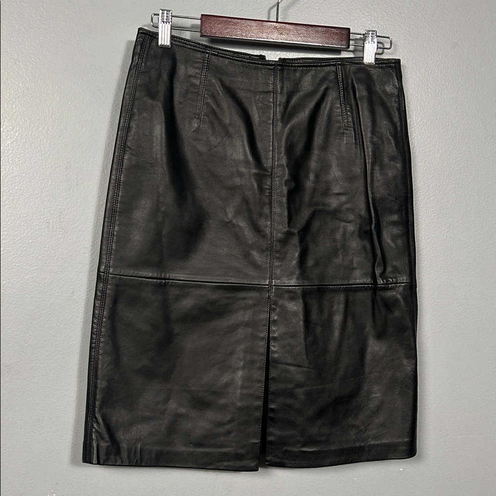 Vintage Cache Soft Lamb leather front and back slit pencil skirt size 2
